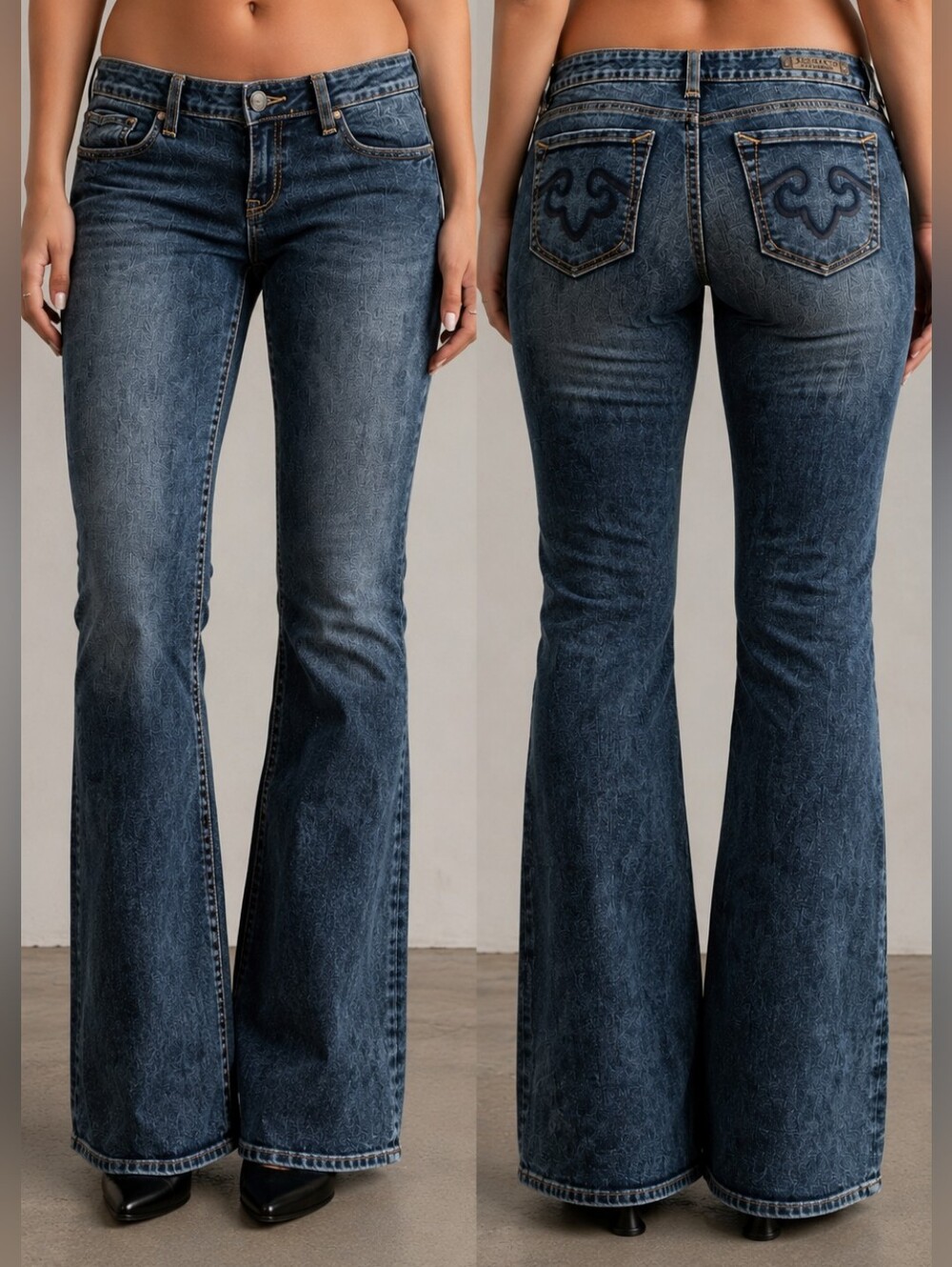 👖🦋Express ReRock Authentic Y2K Bootcut Jeans Dark Acid Wash Low Rise Women's 6